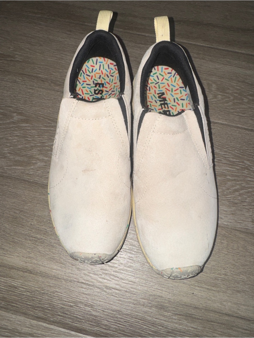 Merrell Jungle Moc "Birthday Cake" slip-on shoes featuring a limited edition